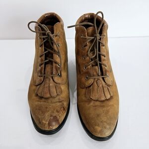 Ariat Ankle Boots Womens 6.5B Kiltie Brown Leather Lace Up